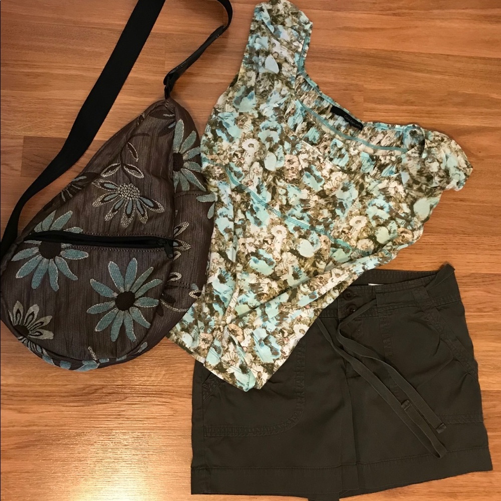 Top and shorts outfit. Bag not included.